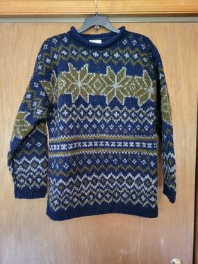 Men's Navy Patterned Fair Isle Sweater